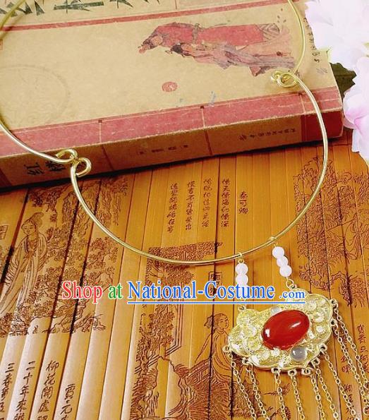 Chinese Ancient Princess Jewelry Accessories Traditional Hanfu Longevity Lock Necklace for Women