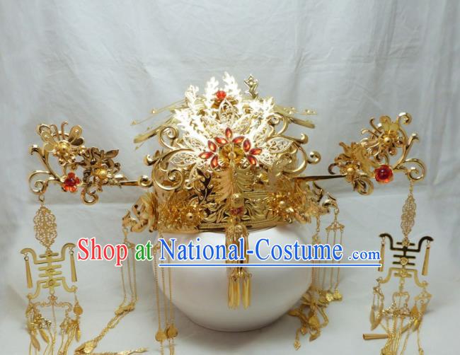 Chinese Ancient Palace Queen Hairpins Phoenix Coronet Hair Accessories Traditional Hair Comb for Women