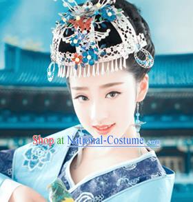 Chinese Ancient Queen Blueing Phoenix Coronet Hair Accessories Traditional Palace Hairpins for Women