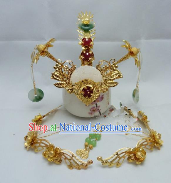 Chinese Ancient Han Dynasty Queen Hair Accessories Traditional Palace Phoenix Coronet Hairpins for Women