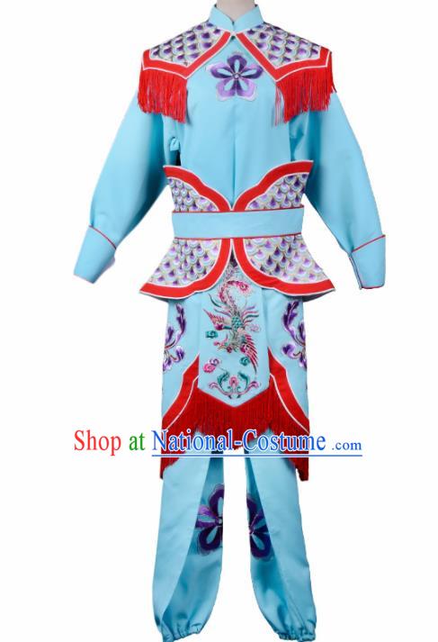 Professional Chinese Traditional Beijing Opera Costume Peking Opera Swordswomen Blue Clothing for Adults