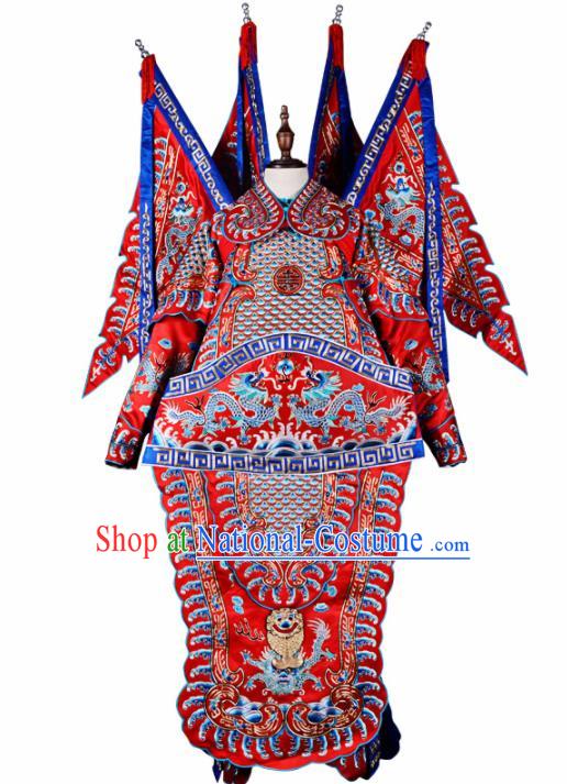 Professional Chinese Beijing Opera Costume Traditional Peking Opera General Red Clothing for Adults