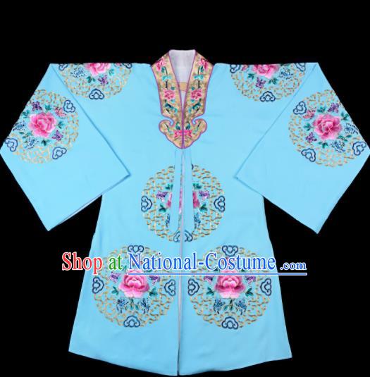 Professional Chinese Traditional Beijing Opera Costume Peking Opera Aristocratic Lady Blue Cloak for Adults