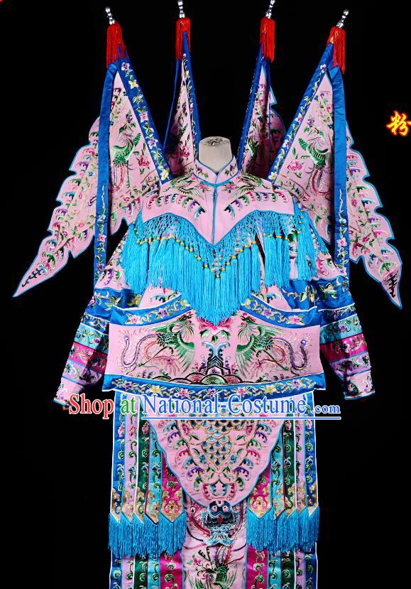 Professional Chinese Traditional Beijing Opera Female General Light Pink Costume for Adults