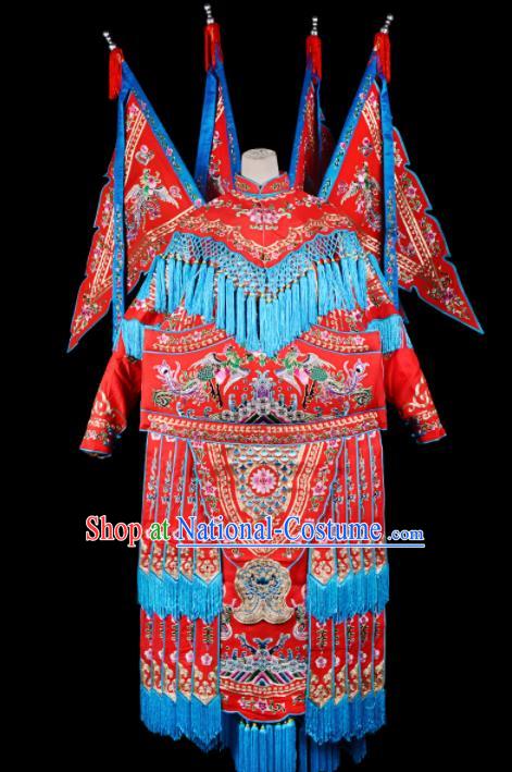 Professional Chinese Traditional Beijing Opera Female General Costume Peking Opera Red Clothing for Adults