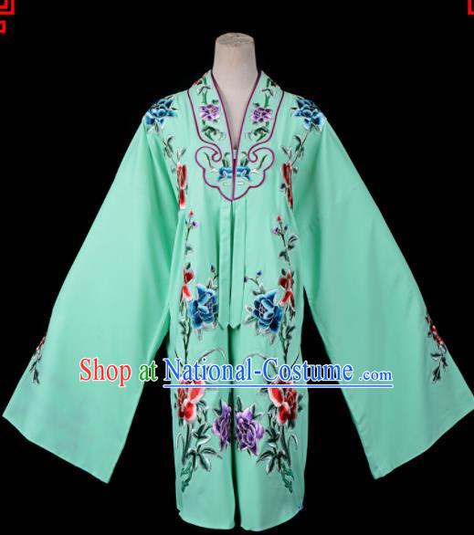 Professional Chinese Traditional Beijing Opera Princess Costume Embroidered Green Dress for Adults