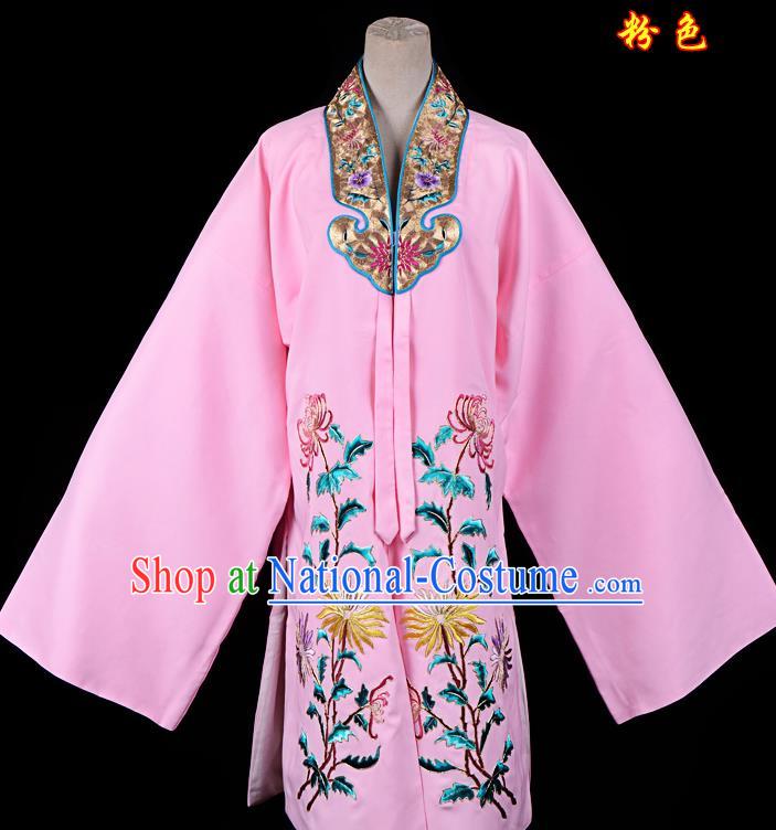 Professional Chinese Traditional Beijing Opera Princess Costume Embroidered Chrysanthemum Pink Dress for Adults