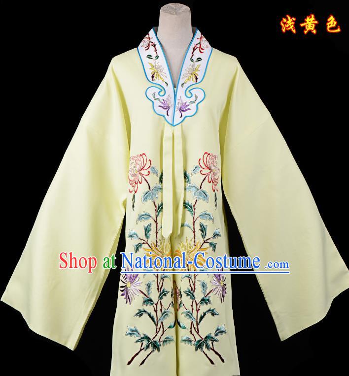 Professional Chinese Traditional Beijing Opera Princess Costume Embroidered Chrysanthemum Yellow Dress for Adults