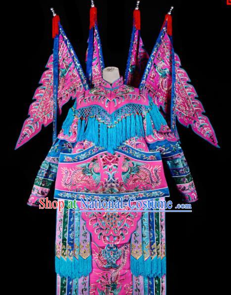 Professional Chinese Traditional Beijing Opera Female General Pink Costume for Adults