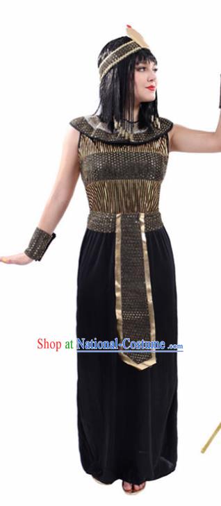 Traditional Egypt Queen Costume Ancient Egypt Garment Black Dress for Women