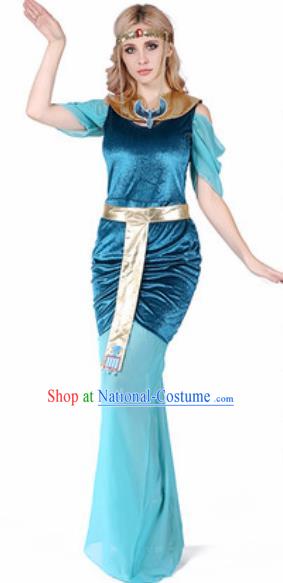 Traditional Egypt Costume Ancient Egypt Queen Blue Dress for Women