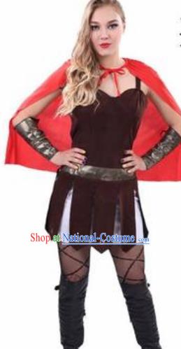 Traditional Roman Costume Ancient Rome Female Warrior Black Dress for Women