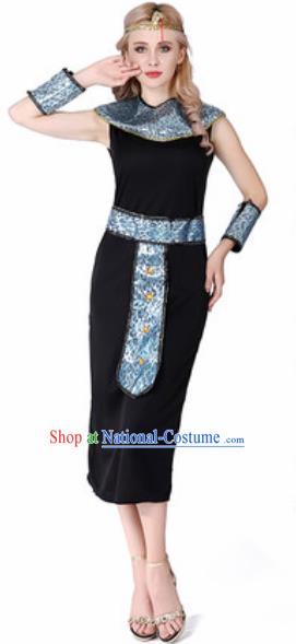 Traditional Egypt Priestess Costume Ancient Witch Black Dress for Women