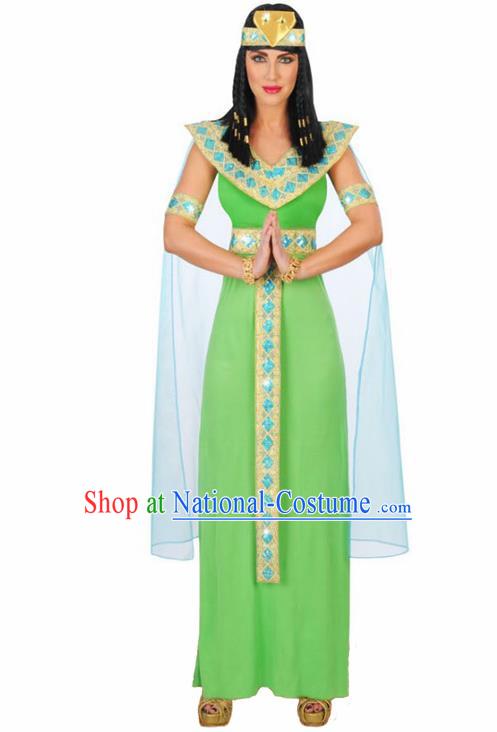 Traditional Egypt Priestess Costume Ancient Egypt Queen Green Dress for Women