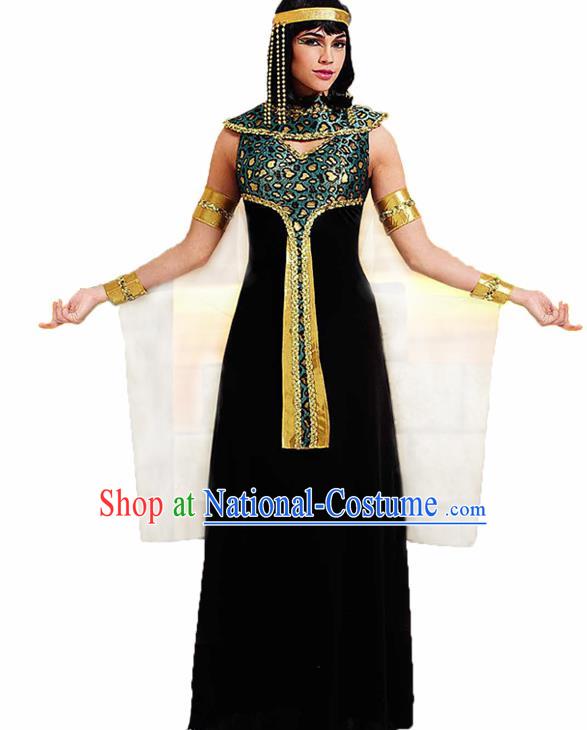 Traditional Egypt Priestess Costume Ancient Egypt Queen Black Dress for Women