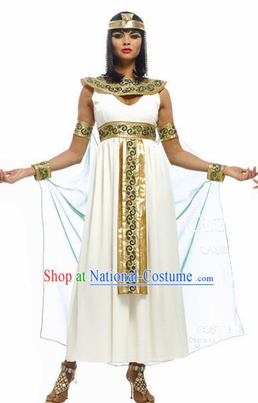 Traditional Egypt Goddess Priestess Costume Ancient Egypt Queen White Dress for Women