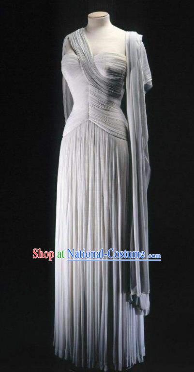 Traditional Greek Goddess Costume Ancient Greek Queen Grey Dress for Women