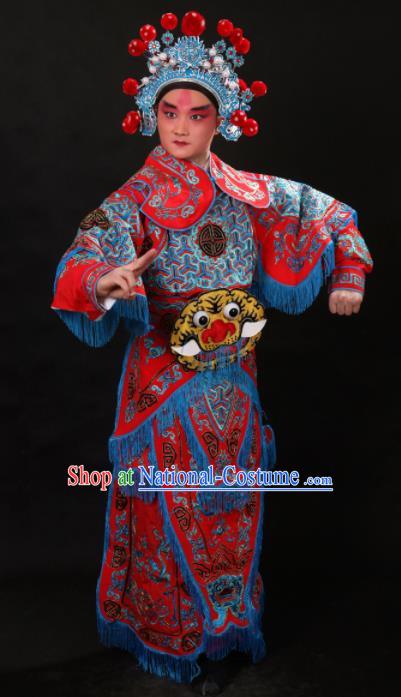 Professional Chinese Beijing Opera Takefu Costume Traditional Peking Opera Warrior Red Clothing for Adults