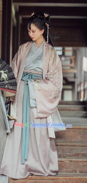 Chinese Traditional Song Dynasty Nobility Lady Replica Costume Ancient Embroidered Hanfu Dress for Women