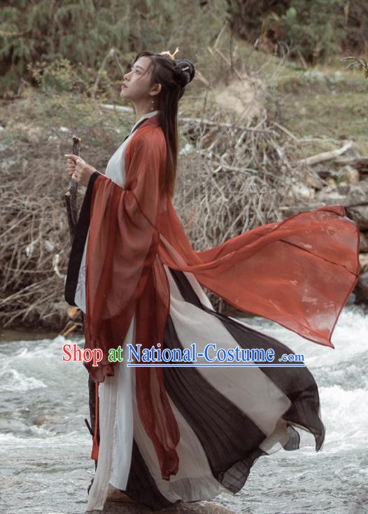 Chinese Ancient Swordswomen Hanfu Dress Traditional Jin Dynasty Replica Costume for Women