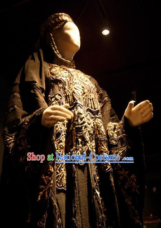 Traditional Greek Stage Performance Costume Ancient Greek Peplos Queen Black Dress for Women