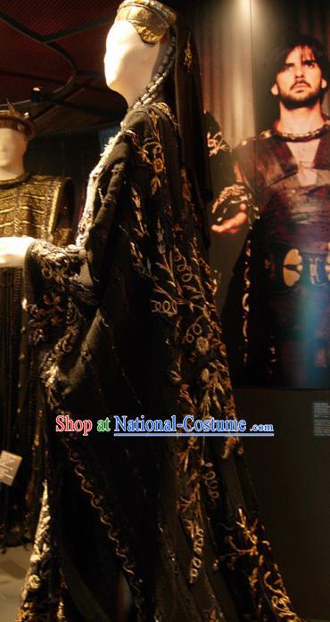 Traditional Greek Stage Performance Costume Ancient Greek Peplos Queen Black Dress for Women