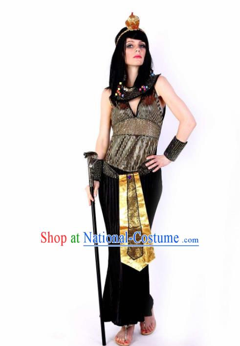 Traditional Egypt Stage Performance Costume Ancient Egypt Queen Black Dress for Women