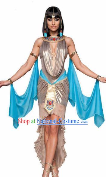 Traditional Egypt Stage Performance Costume Ancient Egypt Queen Grey Dress for Women