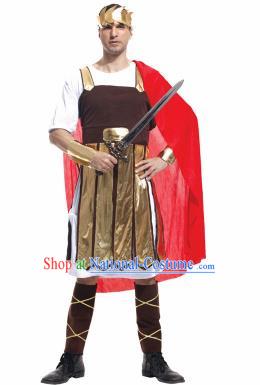 Traditional Roman Warrior Costume Ancient Rome General Brown Tunics Clothing for Men