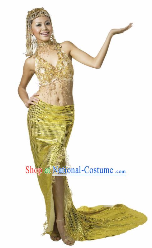 Traditional Egypt Priestess Costume Ancient Egypt Queen Golden Dress for Women