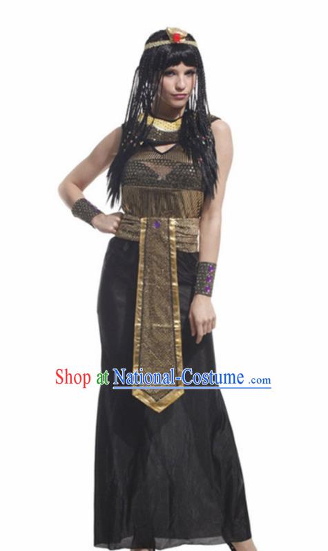 Traditional Egypt Priestess Costume Ancient Egypt Queen Black Dress and Headdress for Women