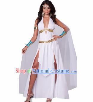 Traditional Egypt Priestess Costume Ancient Egypt Queen White Dress with Cloak for Women