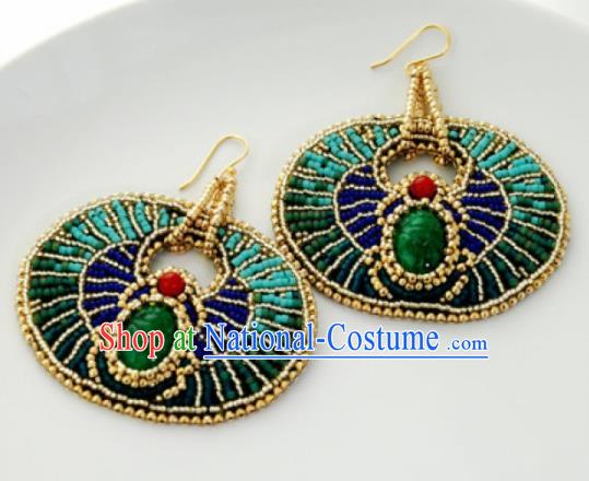 Traditional Egyptian Jewelry Accessories Ancient Egypt Green Gem Earrings for Women