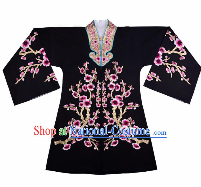 Professional Chinese Traditional Beijing Opera Young Lady Costume Black Plum Blossom Cloak for Adults