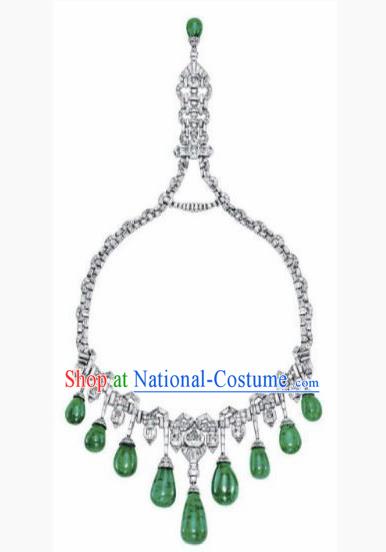 Traditional Egyptian Queen Jewelry Accessories Ancient Egypt Palace Green Gem Necklace for Women