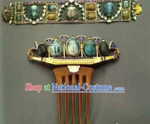 Traditional Egyptian Queen Hair Accessories Ancient Egypt Gem Hair Comb Headdress for Women