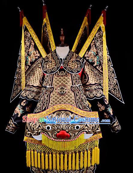 Professional Chinese Beijing Opera Takefu General Black Costume for Adults