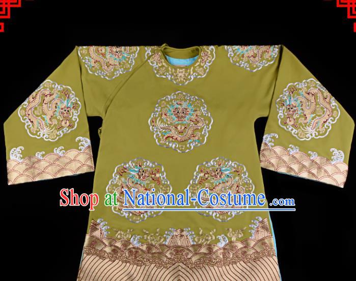 Professional Chinese Traditional Beijing Opera Old Women Embroidered Green Costume for Adults