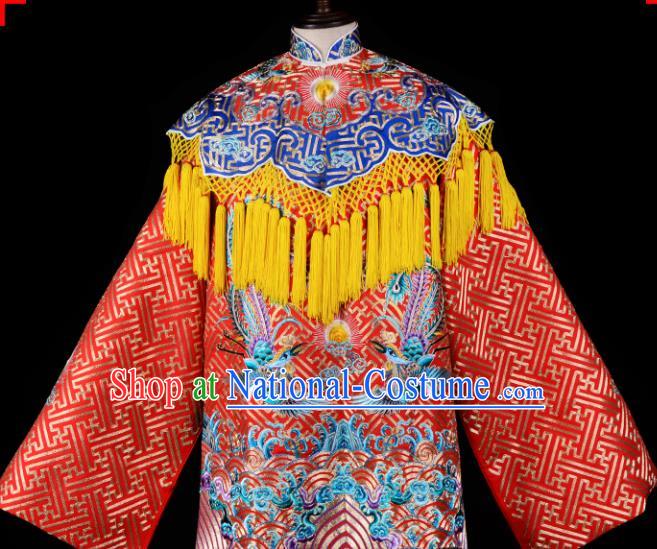 Professional Chinese Traditional Beijing Opera Costume Ancient Queen Embroidered Red Dress for Adults