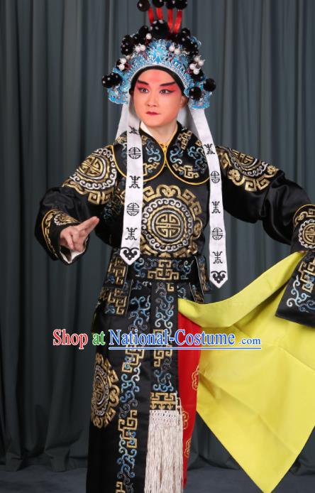 Professional Chinese Beijing Opera Takefu Costume Ancient Swordsman Black Clothing for Adults