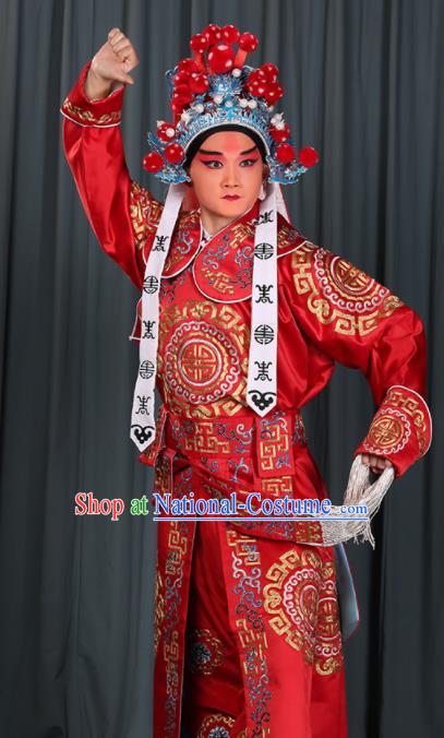 Professional Chinese Beijing Opera Takefu Costume Ancient Swordsman Red Clothing for Adults