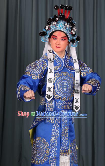 Professional Chinese Beijing Opera Takefu Costume Ancient Swordsman Royalblue Clothing for Adults