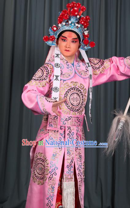 Professional Chinese Beijing Opera Takefu Costume Ancient Swordsman Pink Clothing for Adults