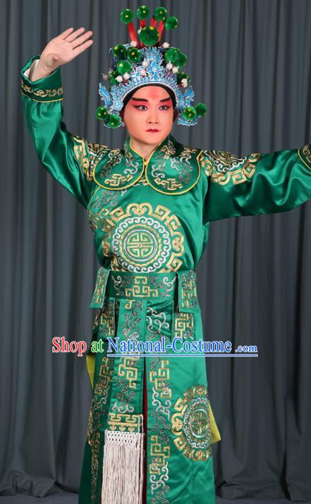 Professional Chinese Beijing Opera Takefu Costume Ancient Swordsman Green Clothing for Adults