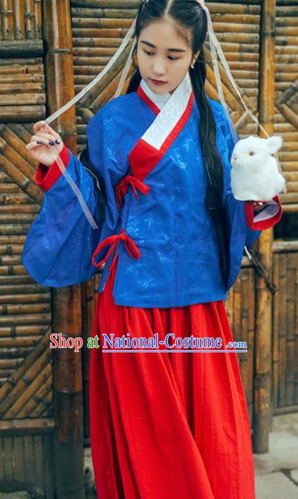 Chinese Ancient Hanfu Dress Ming Dynasty Young Lady Traditional Historical Costume for Women