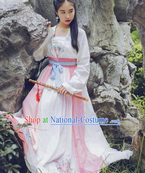 Chinese Ancient Peri Hanfu Dress Tang Dynasty Young Lady Traditional Historical Costume for Women