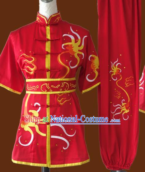 Top Grade Kung Fu Red Costume Chinese Martial Arts Training Uniform for Adults