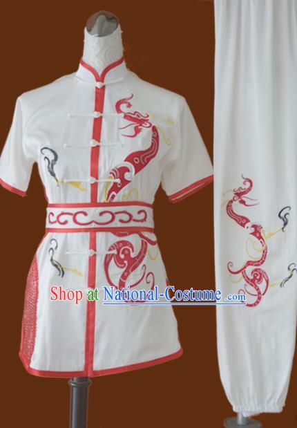 Chinese Traditional Tai Chi Uniform Kung Fu Group Competition Embroidered Dragon Costume for Women