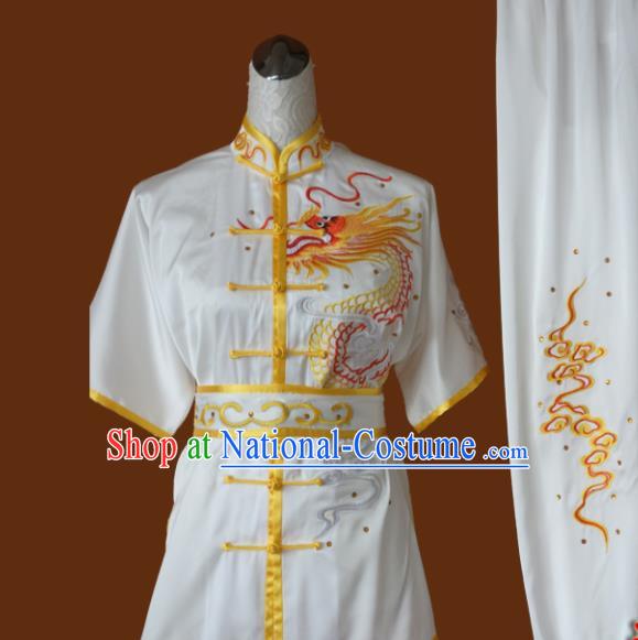 Top Grade Kung Fu Embroidered Dragon Costume Chinese Martial Arts Training Tai Ji Uniform for Adults