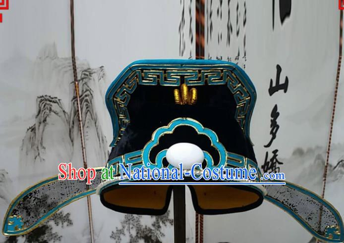 Chinese Beijing Opera Hair Accessories Ancient Number One Scholar Black Hat for Men